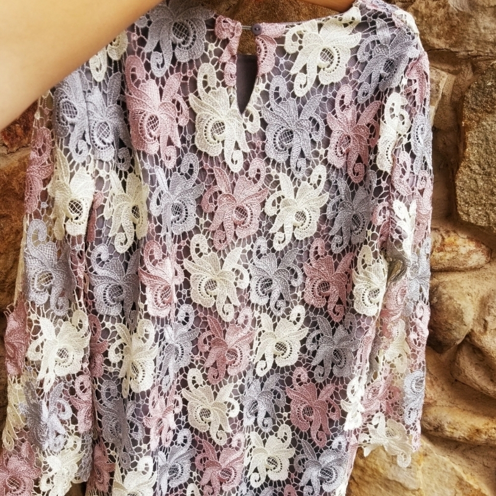 Pink Lillac Cream Hidden Alley Lace Dress - Picture 3 of 6